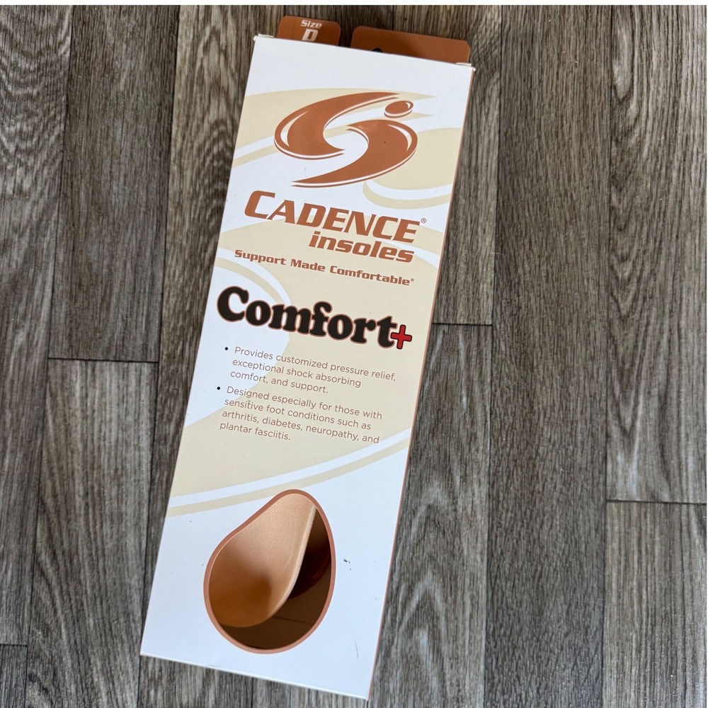 Cadence Comfort+ Insoles Unisex Size D Tan Orange Support Made Comfortable